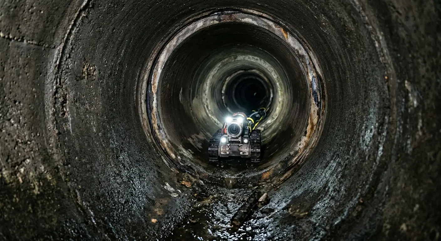 Robotic sewer camera inspecting pipe interior for Sewer Line Repair in Ken Caryl